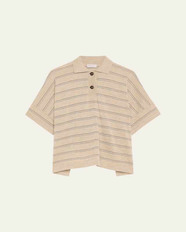 Striped Short-Sleeve Polo Shirt